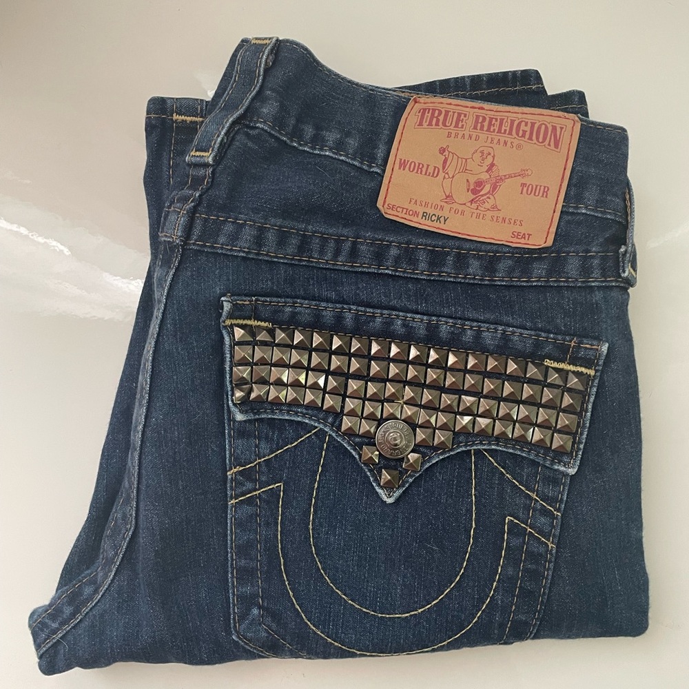 Mens True Religion Billy lasso studs jeans size 32 Ricky fit